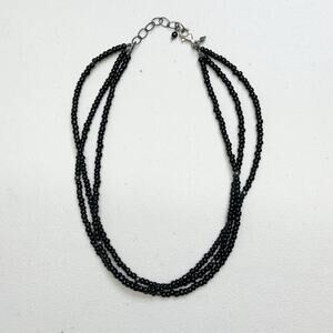 Silpada Sterling Silver Beaded 3 Stand Necklace Black Adjustable